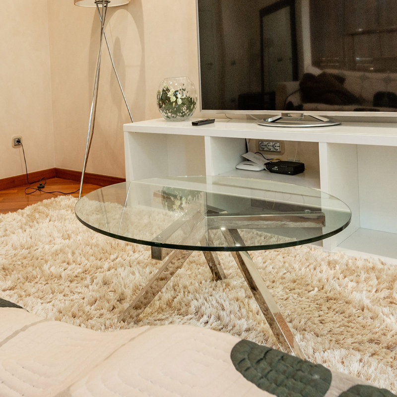 Plateau de table rond en verre trempé transparent de 27 po avec bord poli de 1/4 po d'épaisseur, idéal pour les bureaux, les tables, les espaces de travail et les meubles d'extérieur de Fab Glass and Mirror