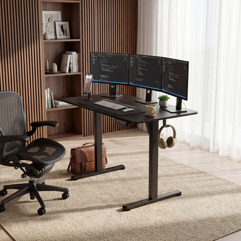 Bureau pour travailler debout électrique à hauteur réglable 45 po, noir, Noir / Noir, H 48,1 po x l 45,28 po x P 23,62 po