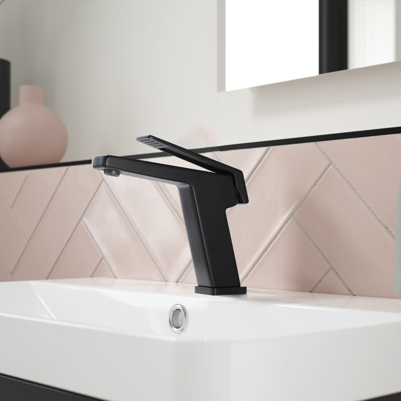 7.48" Solid Brass Single Hole Single Handle Bathroom Sink Faucet With Drain Assembly, Matte Black