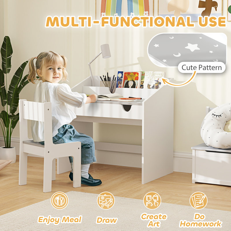 Jeff Kids 2 Piece Rectangular Play Or Activity Table and Chair Set