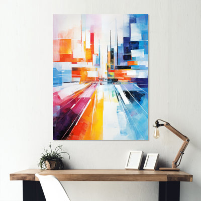 Colorful Cubism 24Hrs Le Man  Race Track  VI - Race Tracks Metal Wall Art