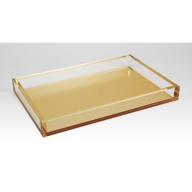 Plastic / Acrylic Tray, Gold, 1.25" H x 12" W x 7.75" D