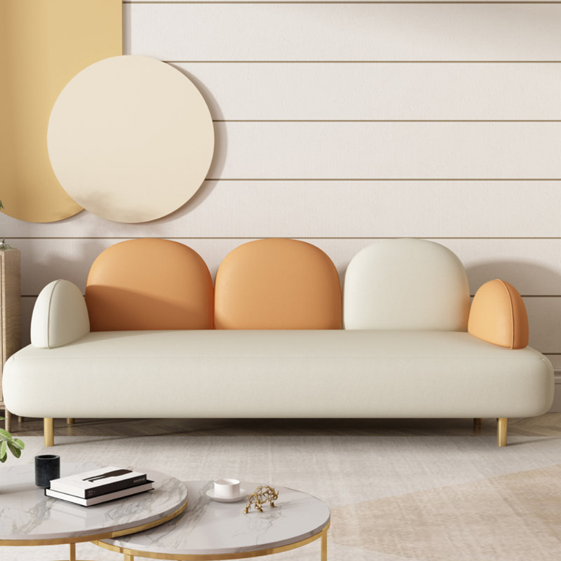 Canapé de luxe italien à lumière simple, Blanc cassé / Orange