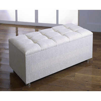 Pouliot 101cm Wide Tufted Rectangle Solid Colour Ottoman with Storage