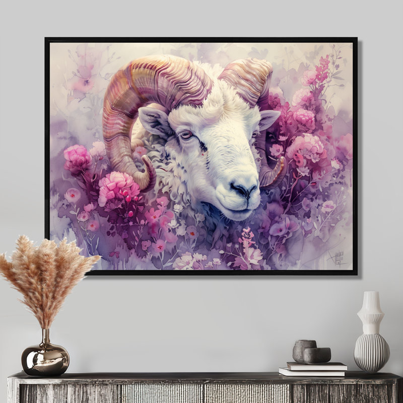 Impression d'art mural mauve, blanc, Astrology Aries Ascension, Toile tendue, H 30 po x l 40 po