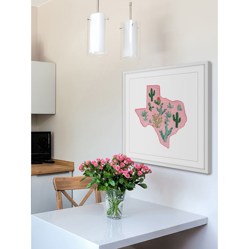 « rose texas », reproduction de peinture encadrée, H 32 po x l 32 po x P 1,5 po