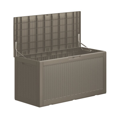 150 Gal. Resin Deck Box Waterproof Outdoor Storage Box Organizer for Patio Furniture Cushions, Tools, Pool Supplies
