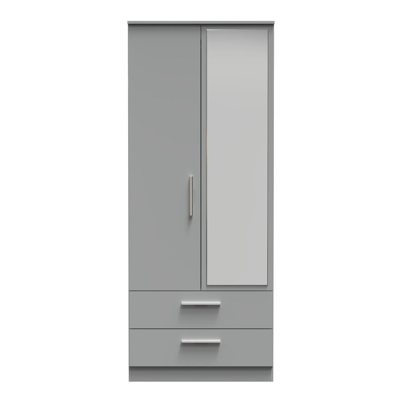 Contrast 2 Door 2 Drawer Mirrored Robe in Dusk Grey (Ready Assembled)