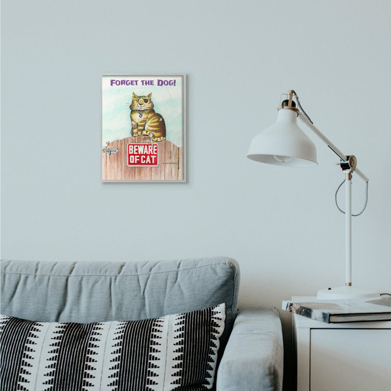«Forget the Dog Funny Cat» par Gary Patterson - impression d'art graphique, Estampe numérique Farmhouse, H 14 po x l 11 po
