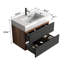 Meuble-lavabo 36 po avec lavabo en quartz d'ingénierie et tiroirs noirs doux, meuble-lavabo mural flottant pour salle de bain moderne, lavabo une pièce noir mat, KD-681687947-681687951-681687944