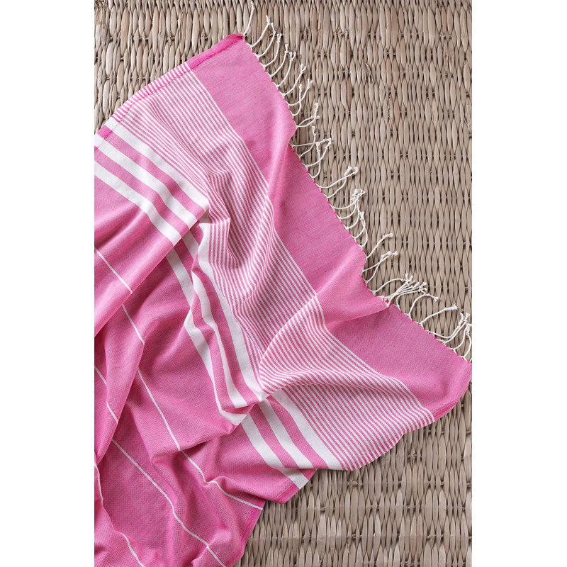Luxueuse serviette de plage 100% coton Fouta, 39,4 x 70,9 pouces | 220 g / m², couleur fuchsia éclatante | Parfait pour la plage, la piscine et le spa | Doux, absorbant et à séchage rapide pour un confort et un style ultimes
