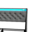 Structure de lit double avec tête de lit, lumière DEL RVB et station de charge USB - gris-1824196879