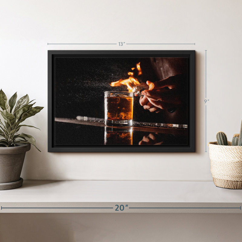 "Impression sur toile de verre whisky flamboyant", H 9 po x l 13 po