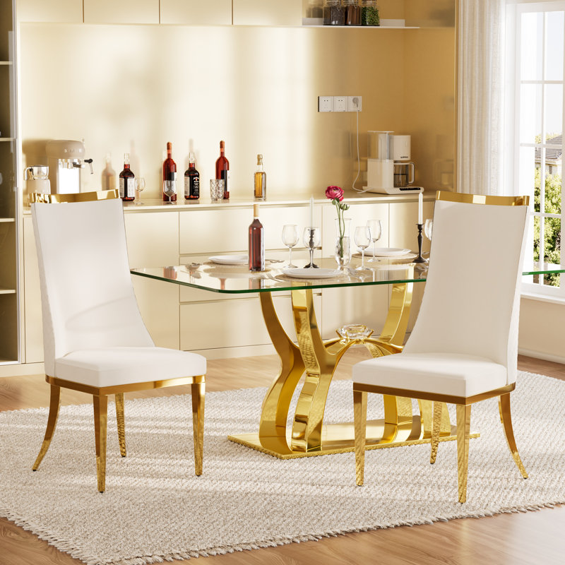 Modern Luxtury Velvet Dining Side Chair with High Backrest for Dining Room and Living Room, White