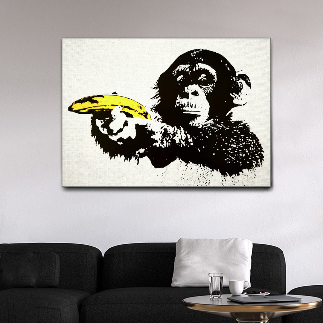 Kunstdruck Yellow Pistol Monkey von Banksy