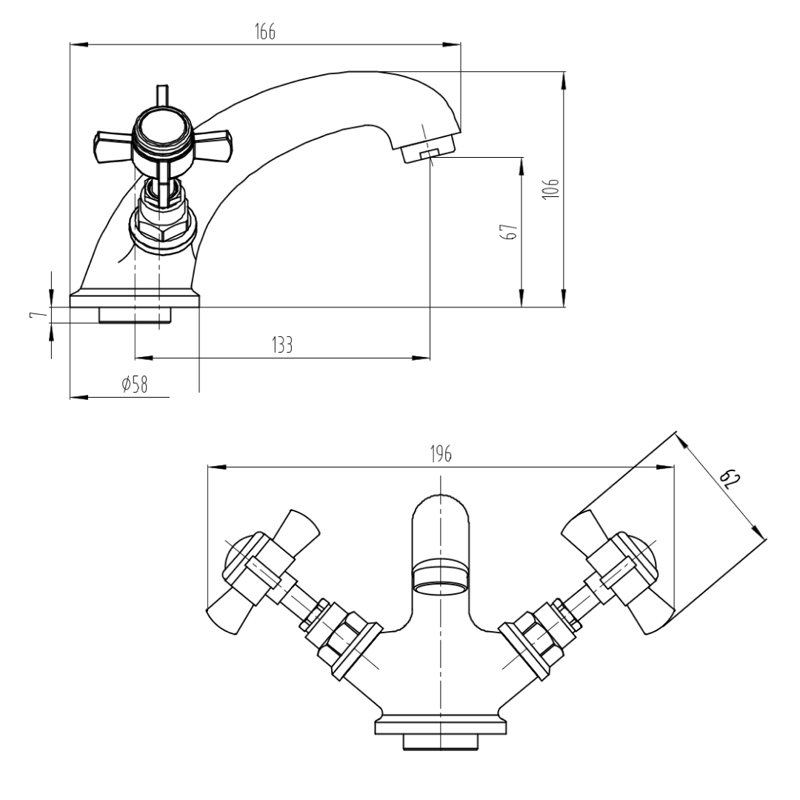  Regency Traditional Mono Basin Mixer Tap with Waste - Matt Black, Chrome