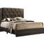 Grand lit, gris, tête de lit, structure en bois d'hévéa pour chambre à coucher moderne, lit-121098333