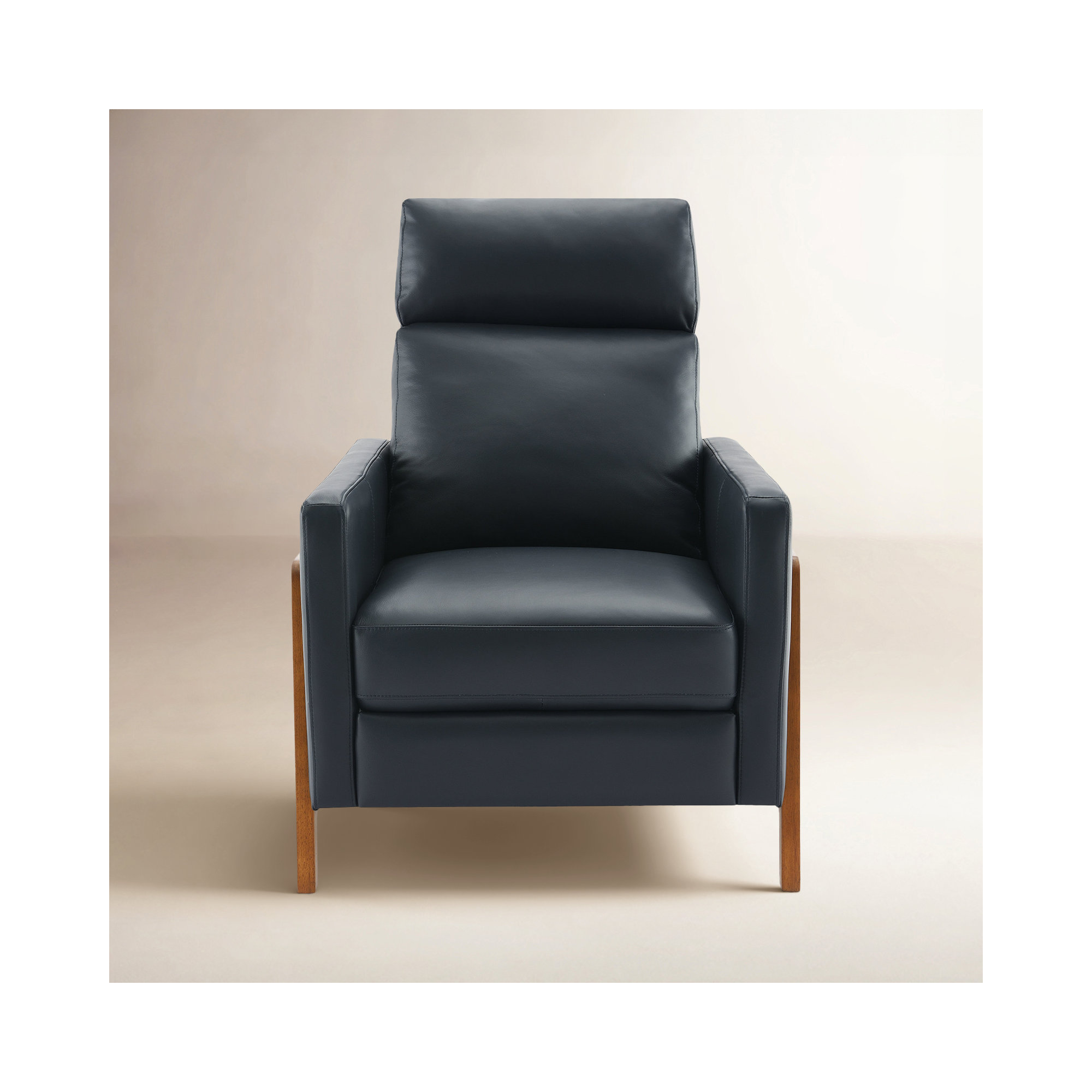 Bosse Genuine Leather Recliner, Midnight Blue Top Grain Genuine Leather