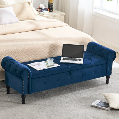 Banc de rangement en velours 66,9 po