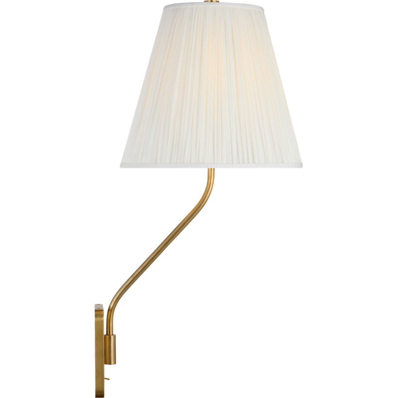 Knox 26" Single Sconce with Silk Pleated Shade, Hand-Rubbed Antique Brass