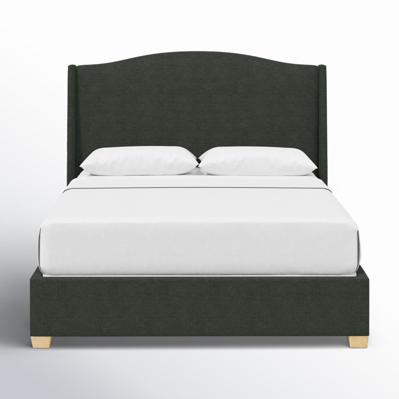 Allis Upholstered Wingback Bed, California King, Classic Black Linen