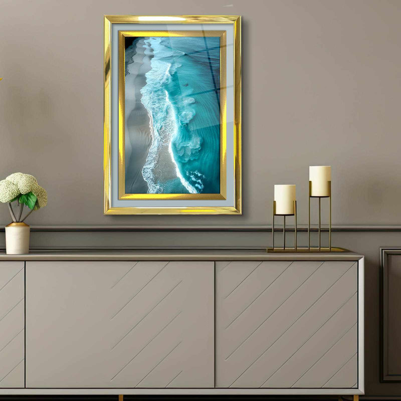 Élégante peinture décorative encadrée, 17,0 po x 25,6 po | 100% verre acrylique (épaisseur: 0,04 pouce) et cadre en bois massif (épaisseur: 1,0 pouce) | Art mural parfait pour le salon, la chambre à coucher et le bureau