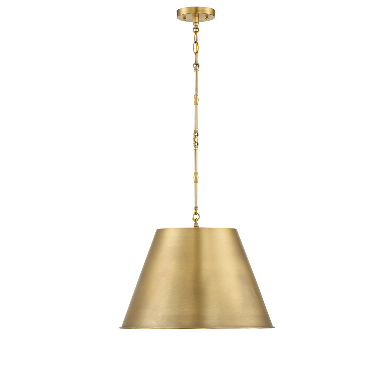 Presley Dimmable Single Light Pendant, Warm Brass, 12.75" H x 18.25" W x 18.25" D