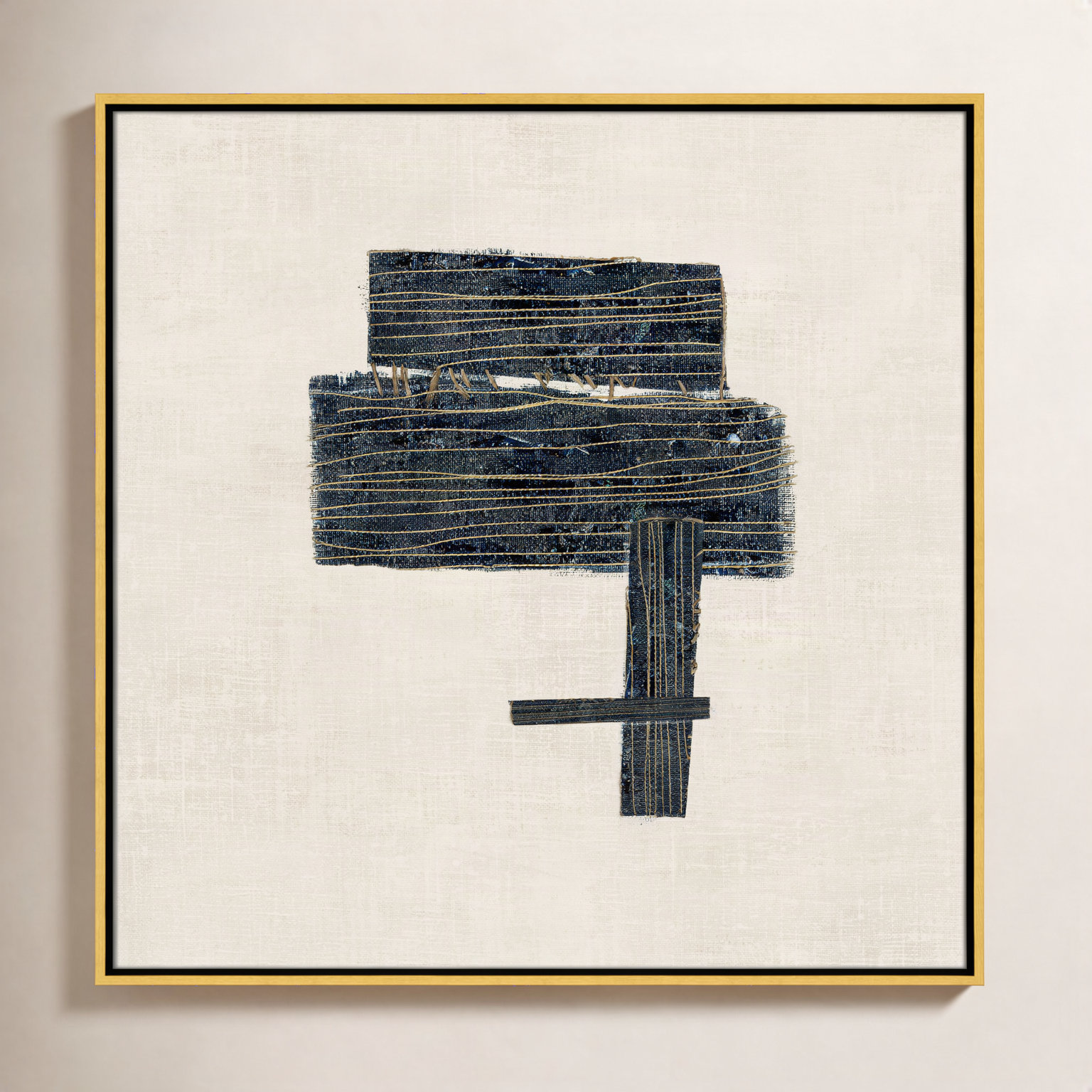 Copeland "Stitched I" Print, 31.5" H x 31.5" W, Gold