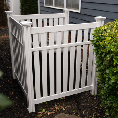 4ft H x 3.3ft W x 3.5ft L (3 Panels) No Dig Enclo Hartford White Vinyl Privacy Screen, Privacy Fence Panels for Outside, Great Air Conditioner Fence,