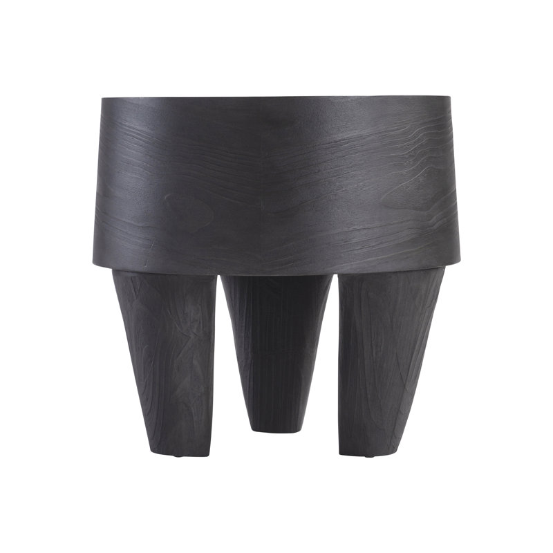 Katana Transitional Round Black Wood Side Table