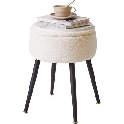 Rangement rond, repose-pieds avec repose-pieds, repose-pieds pour canapé et fauteuil avec rangement, repose-pieds en velours pour meuble-lavabo Dx18 H 13 po, table de bout latérale pour le salon YD-RMS137BG