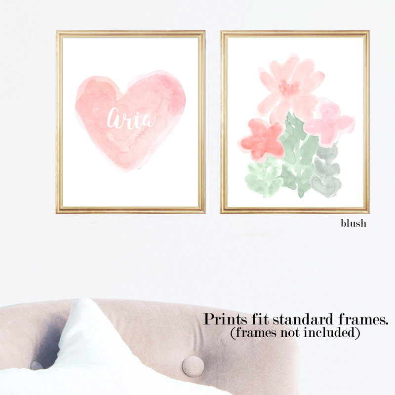 Jardin de fleurs artistique avec cœur personnalisé, impressions sur papier, H 14 po x l 11 po x P 0,06 po, Oui, Rosé