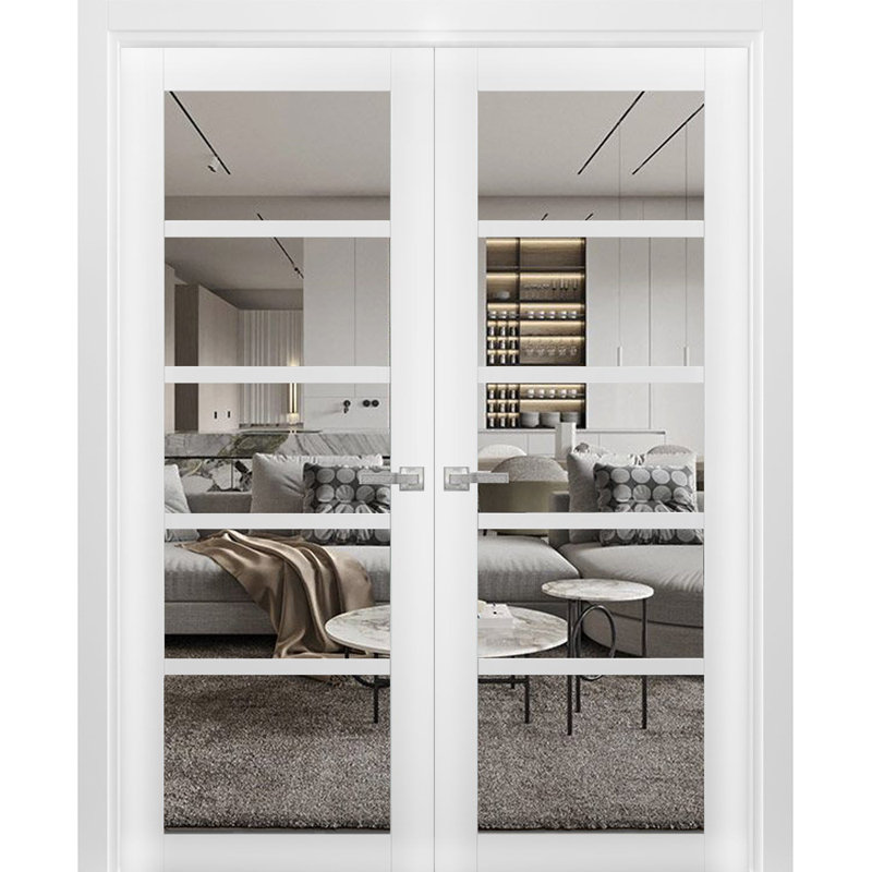 Portes françaises en verre transparent Quadro, 84 po x 80 po