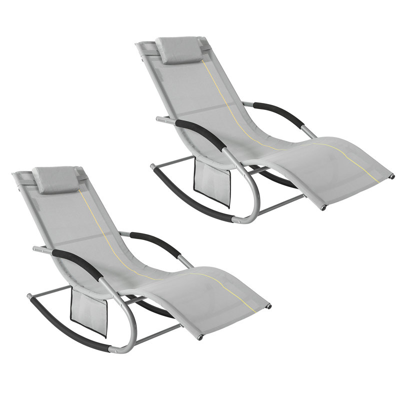 Flendersen 150cm Long Chaise Lounge Set with Cushions, Grey