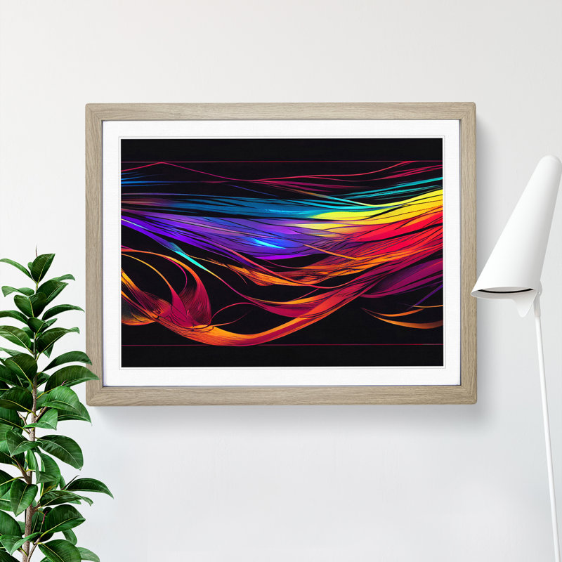 Hopeful Abstract - Single Picture Frame Print, 25cm H x 34cm W x 2cm D, Oak
