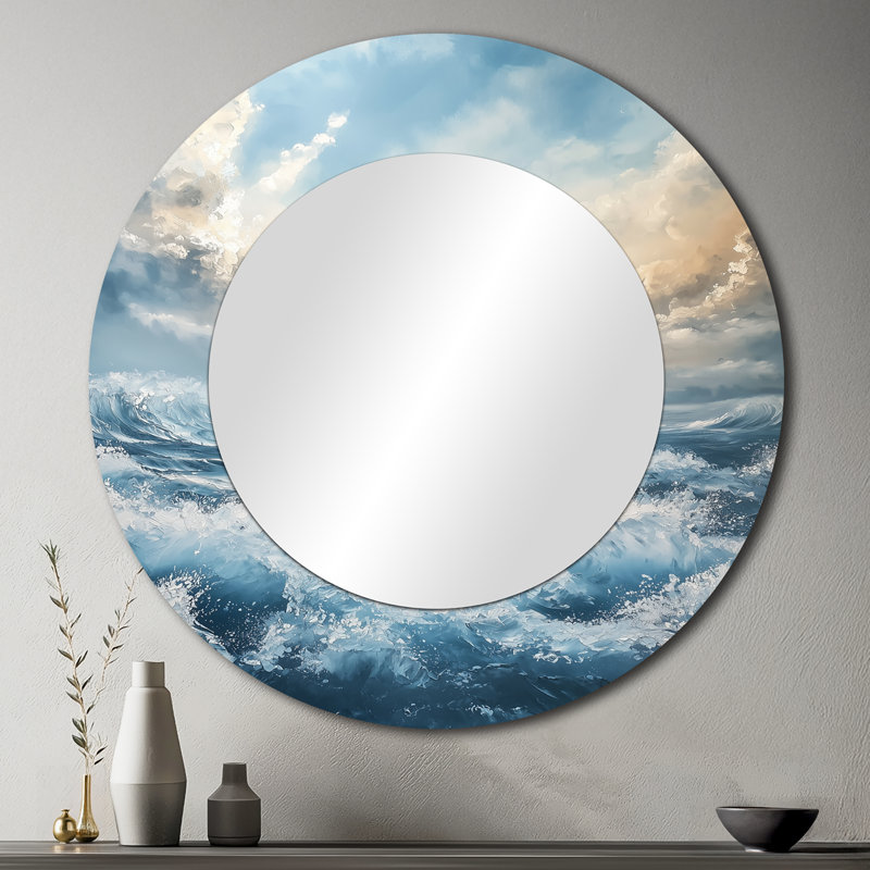 Parallel Beach Of Abstract Coastal Landscape I - Décoration murale miroir minimaliste - imprimé sur métal, 36 po x 36 po