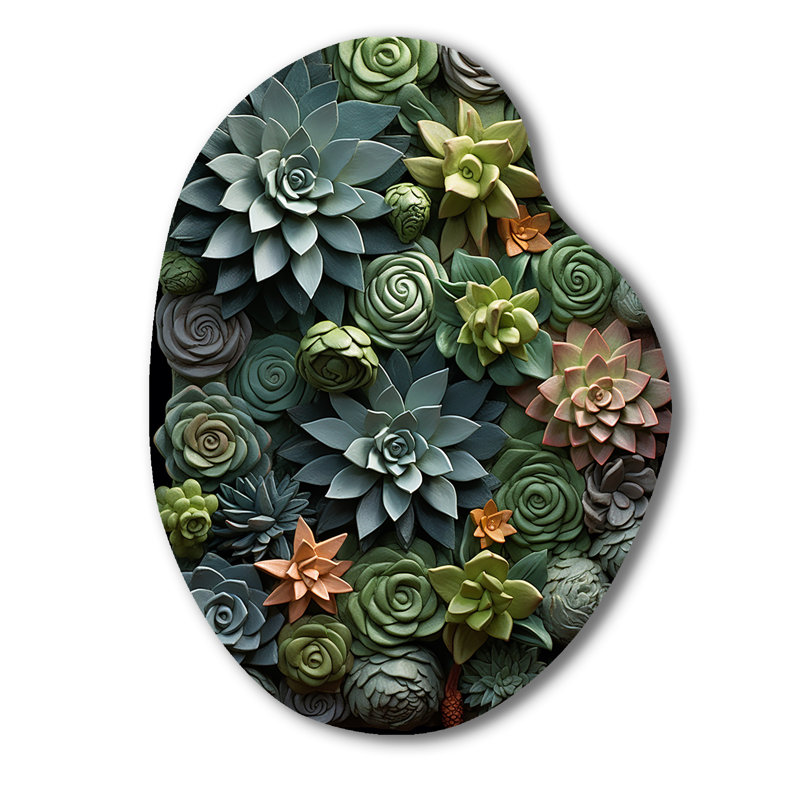 Marius - sculpture murale en forme de plante grasse unique, sculpture murale asymétrique en métal, H 38 po x l 28 po