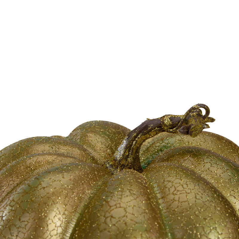 Décoration de citrouille d'automne craquelée 7 ", H 7 po x l 12 po x P 12 po, Doré