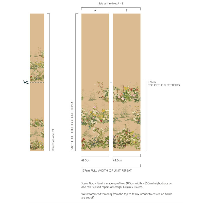 Scenic Flora, Gilded, Non-Woven