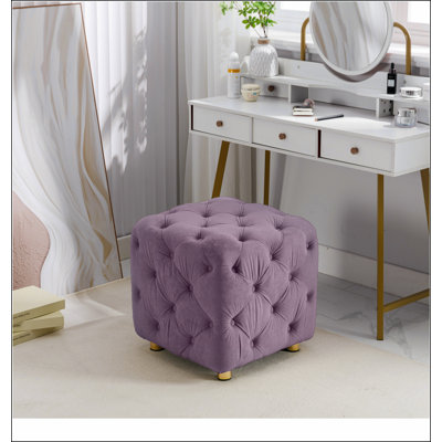 Purple Modern Velvet Upholstered Ottoman, Exquisite Small End Table, Soft Foot Stool,Dressing Makeup Chair, Comfortable Seat for Living Room, Bedroom, Entrance