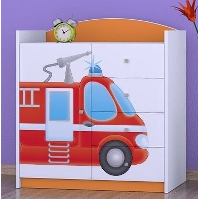 Nielsville Kids 4 - Drawer Combo Dresser, Orange