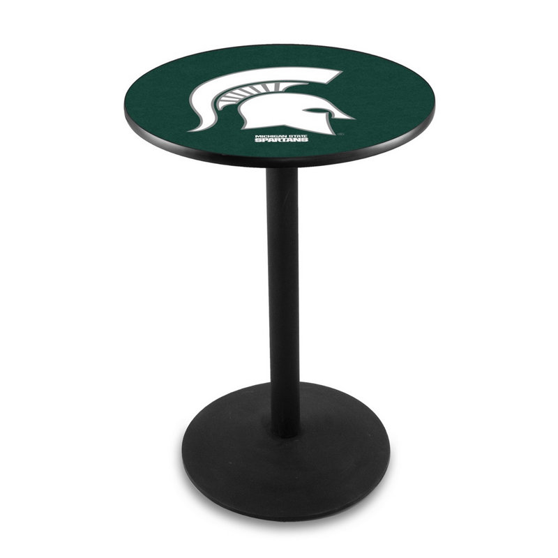 Round Metal Base Dining Table, Michigan State University, Black Wrinkle