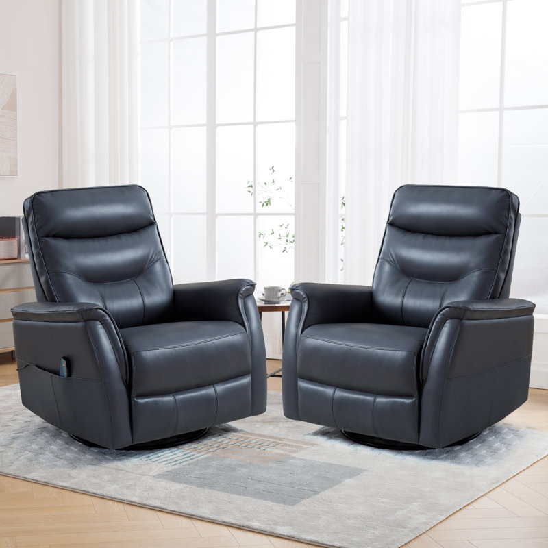 Fauteuil inclinable en similicuir Aamia, Bleu