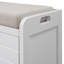 Banc de rangement avec panier amovible et 2 tiroirs, banc à chaussures entièrement assemblé avec coussin amovible (blanc)-141951655