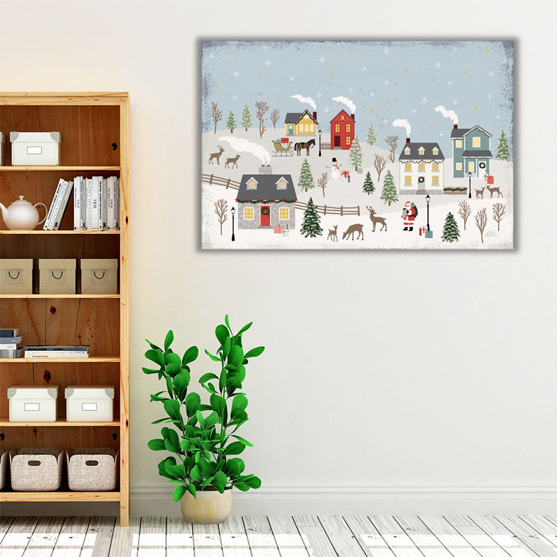 «Christmas Village II Neutral», reproduction d'art sur toile, H 20 po x l 30 po