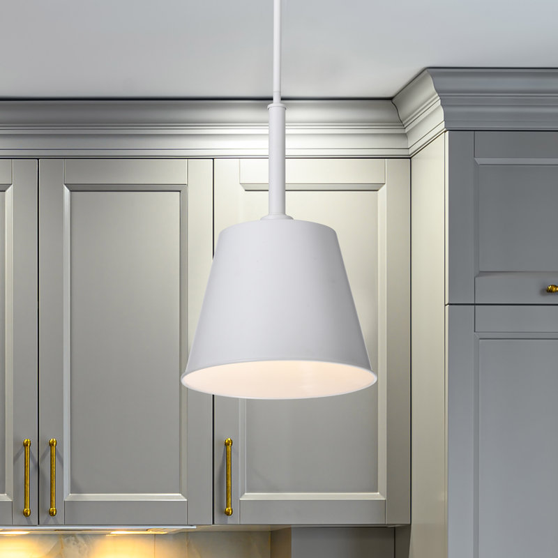 Luminaire suspendu simple à 1 lumière Jahirah, H 17,13 po x l 11 po x P 11 po, Blanc mat
