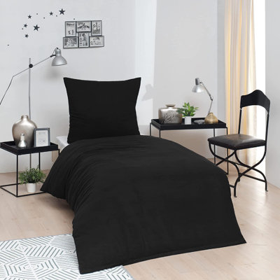 2-tlg. Bettwäsche-Set aus 100% Baumwolle in Schwarz