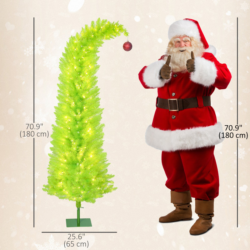 Sapin de Noël artificiel pré-illuminé de 1,80 m, cime incurvée, vert, H 6 pi