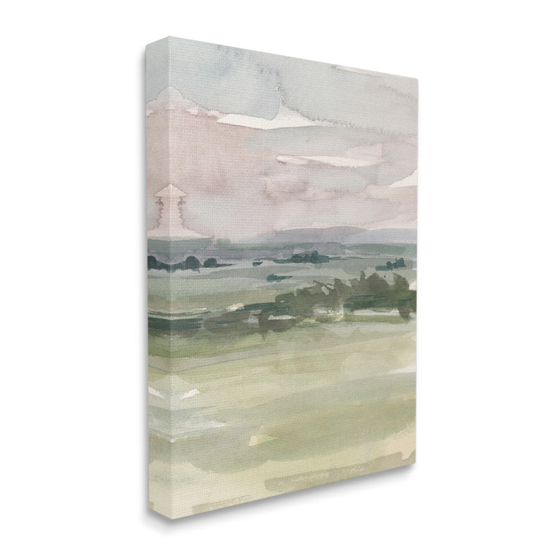 "Paysage aquarelle champêtre" par Ethan Harper sur toile, H 48 po x l 36 po