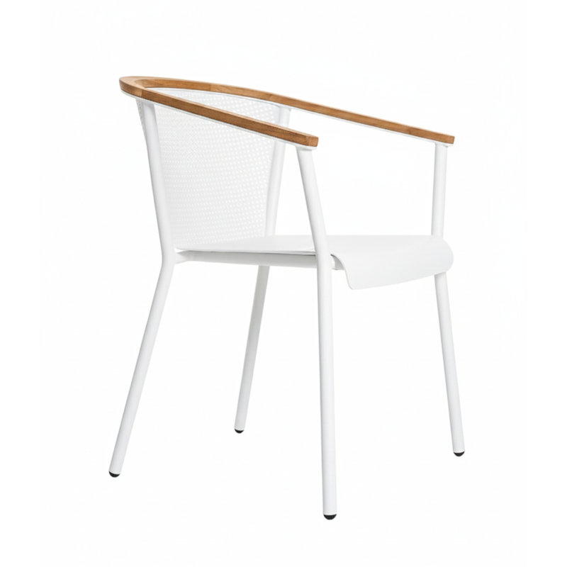 Riad Outdoor Dining Armchair, No Cushion, White